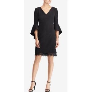 Lauren by Ralph Lauren Black Crepe Bell-Sleeve Dress